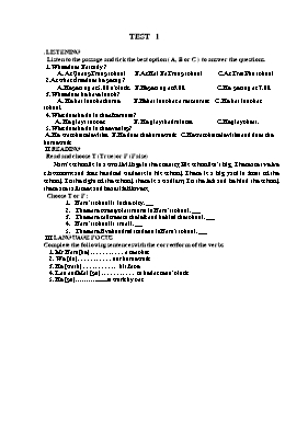 2 Đề thi học sinh giỏi môn Tiếng Anh Lớp 6
